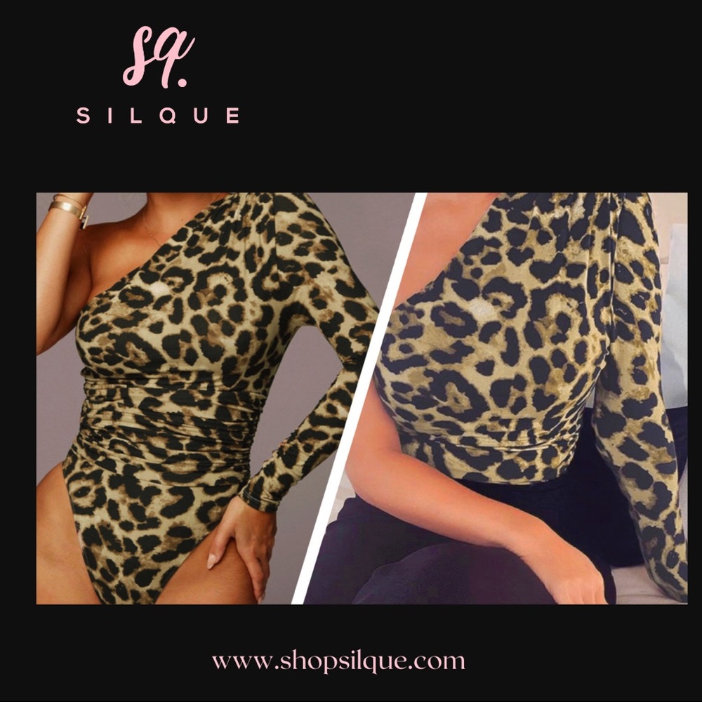 One Shoulder Leopard Bodysuit
